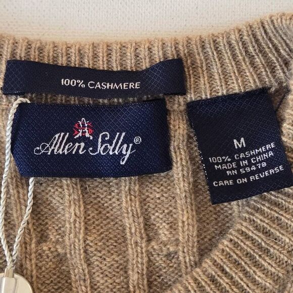 NWT Allen Solly Womens Cashmere Cable Knit Tan Preppy Pullover Sweater Size Medi - Picture 2 of 12